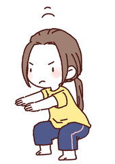 スクワットする女性