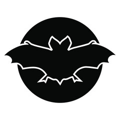 black and white halloween bat with circle silhouette design