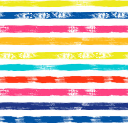 Rainbow striped summer pattern. Bright summer seamless vector background. Paint lines, colorful brush strokes. Colorful stripes