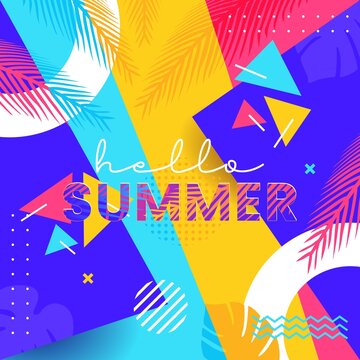 Creative vibrant hello summer banner background