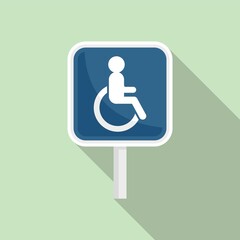 Handicapped road sign icon, flat style