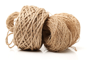 Hemp rope on white background