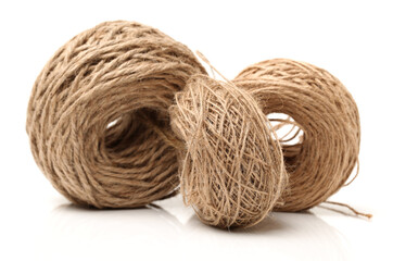 Hemp rope on white background