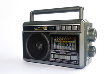 Retro radio isolated on white background