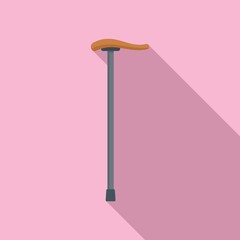 Wood walking stick icon, flat style