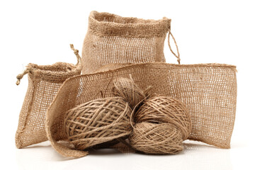 Hemp rope on white background