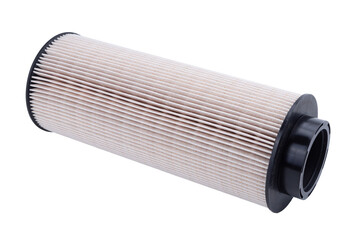 Car oil cartridge filter on a white background.