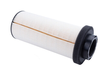 Car oil cartridge filter on a white background.