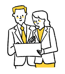 仕事をしている男女2人