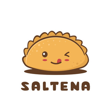 cute saltena bread. vector cartoon illustration