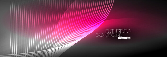 Abstract neon glowing light in the dark with waves. Shiny magic energy and motion concept, vector abstract wallpaper background