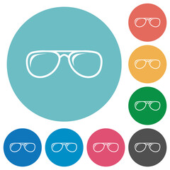 Glasses with glosses flat round icons