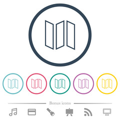 Collapsible map outline flat color icons in round outlines