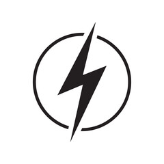 Electricity icon with lighting. Electric power, energy, charge symbol. Vector illustration. - obrazy, fototapety, plakaty