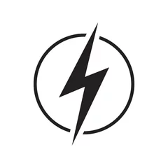 Foto op Aluminium Electricity icon with lighting. Electric power, energy, charge symbol. Vector illustration. © metelsky25