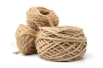 Hemp rope on white background