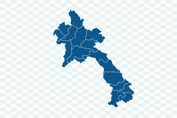 Laos map blue Color on Backgound png