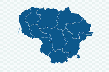 Lithuania map blue Color on Backgound png