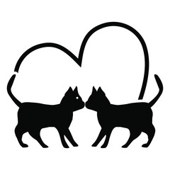 two baby cats fighting silhouette design