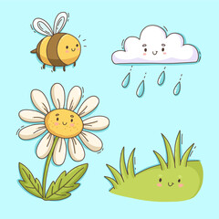 Cartoon summer elements