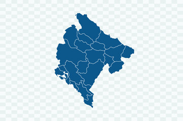 Montenegro map blue Color on Backgound png