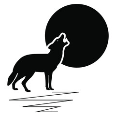 hungry lonely wolf silhouette design