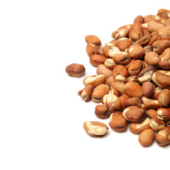 Broad bean, English Bean, European Bean, Field Bean. Fry (Vicia faba L.). on white background 