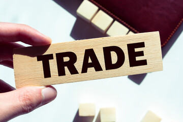 Concept of trade on wooden cubes	