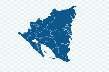 Nicaragua map  blue Color on Backgound png