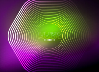 Neon color square shape lines abstract background. Shiny magic energy and motion concept, vector abstract wallpaper background