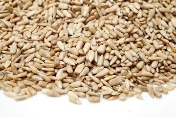 Peeled sunflower seeds pile 