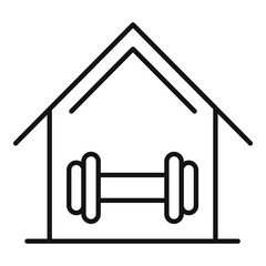 Home training metal dumbbell icon, outline style