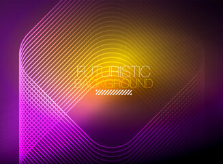 Neon color square shape lines abstract background. Shiny magic energy and motion concept, vector abstract wallpaper background