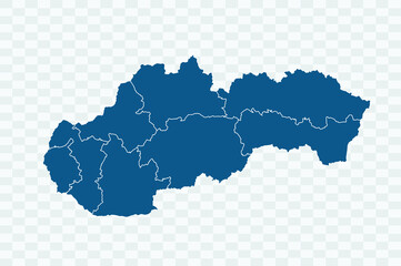 Fototapeta na wymiar Slovakia Map. blue Color on Backgound png