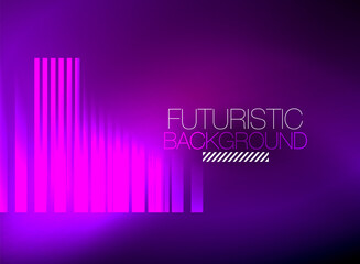 Bright neon color techno abstract background, shiny glowing neon lines in the dark background