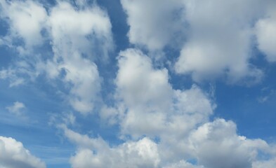 Beautiful cloudscape in blue sky, natural clouds background