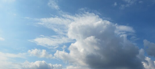 Beautiful cloudscape in blue sky, panoramic view