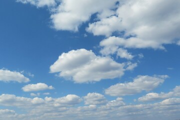 Naklejka na ściany i meble Beautiful clouds in blue sky, natural background