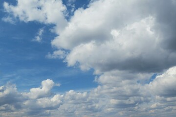 Beautiful cloudscape in blue sky, natural background 