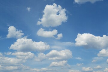 Beautiful clouds in blue sky, natural background 