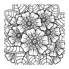 Mehndi flower for henna, mehndi, tattoo, decoration. decorative ornament in ethnic oriental style. doodle ornament. outline hand draw illustration. coloring book page.