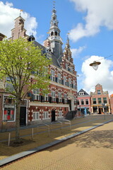 Fototapeta na wymiar The Stadhuis (Town Hall) of Franeker, Friesland, Netherlands, located on Raadhuisplein street