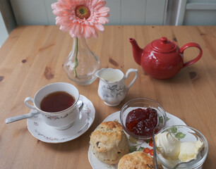 Devon cream tea on the table