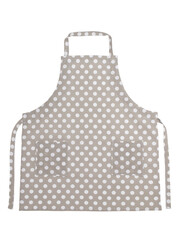 kitchen apron made of cotton fabric in large peas of gray and white color