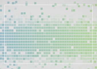 Fototapeta premium White line frame with copy space against green mosaic squares on grey background