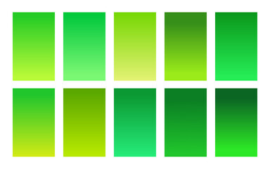 Green foliage color palette gradient background set
