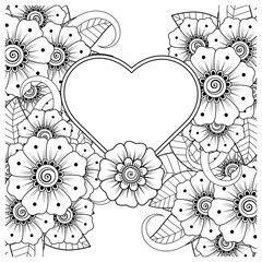 Mehndi flower for henna, mehndi, tattoo, decoration. decorative ornament in ethnic oriental style. doodle ornament. outline hand draw illustration. coloring book page.