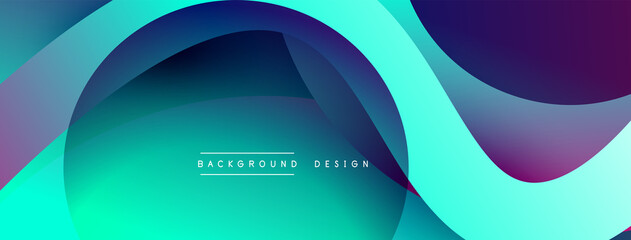 Abstract overlapping lines and circles geometric background with gradient colors
