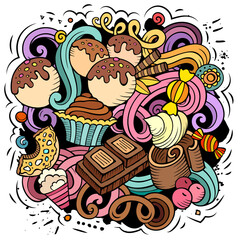 Obraz na płótnie Canvas Sweet food vector doodles illustration.