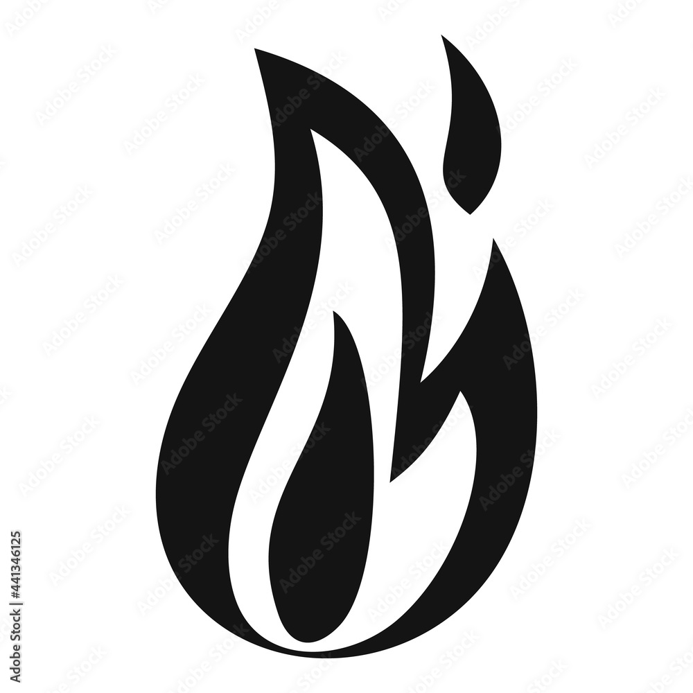 Wall mural fire flame danger icon, simple style